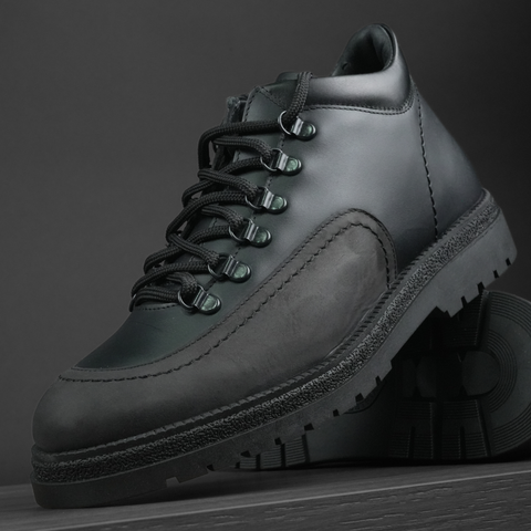 Ghete din piele naturală - EXPLORER - Negru