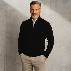 Pulover bărbătesc Premium Zip-UP - Negru