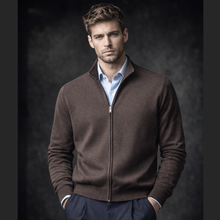 Pulover bărbătesc Premium Zip-UP - Maro