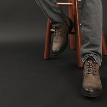 Ghete vintage din piele naturală velur - Gary - Bej - WAX Effect