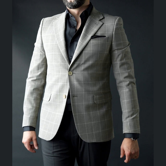 Sacou bărbați Confex - Slim Fit - Bej în carouri