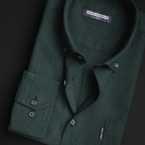 Cămașă groasă pentru bărbați - Deceneu - Verde cu bleumarin