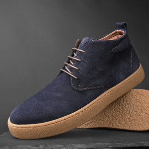 Ghete piele naturală - NOMAD - Bleumarin Velur
