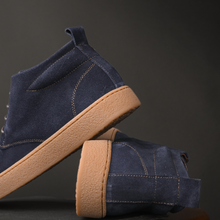 Ghete piele naturală - NOMAD - Bleumarin Velur
