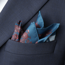 Batistă de buzunar - Albastru cu roșu - Model Paisley - M1