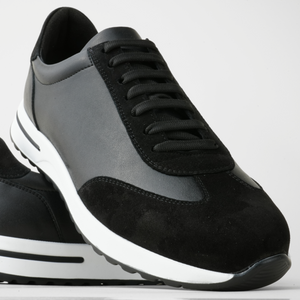 Pantofi bărbătești din piele - Prestige+ - Negru cu alb