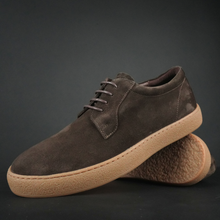 Pantofi bărbătești din piele - Nujabes - Maro velur