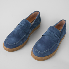 Pantofi bărbătești din piele - DeVille - Bleumarin - Velur