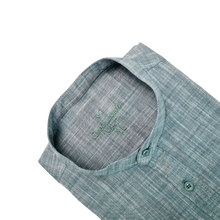 Cămașă barbătească din in - Basil - Slim Fit -  Verde