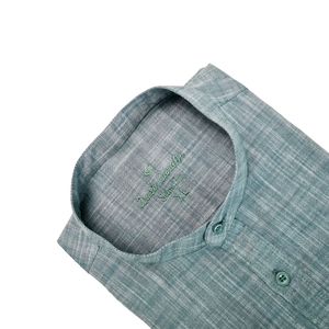 Cămașă barbătească din in - Basil - Slim Fit -  Verde