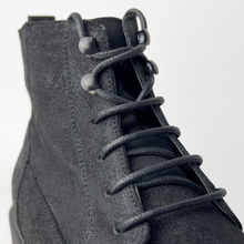 Ghete vintage din piele naturală velur - Gary - Negru - WAX Effect