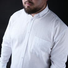 Cămașă bărbătească din bumbac și in - Cantemir - Alb