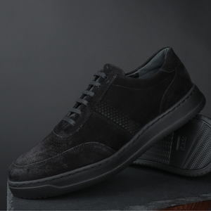 Pantofi bărbătești din piele - Urban FLEX - Negru Velur