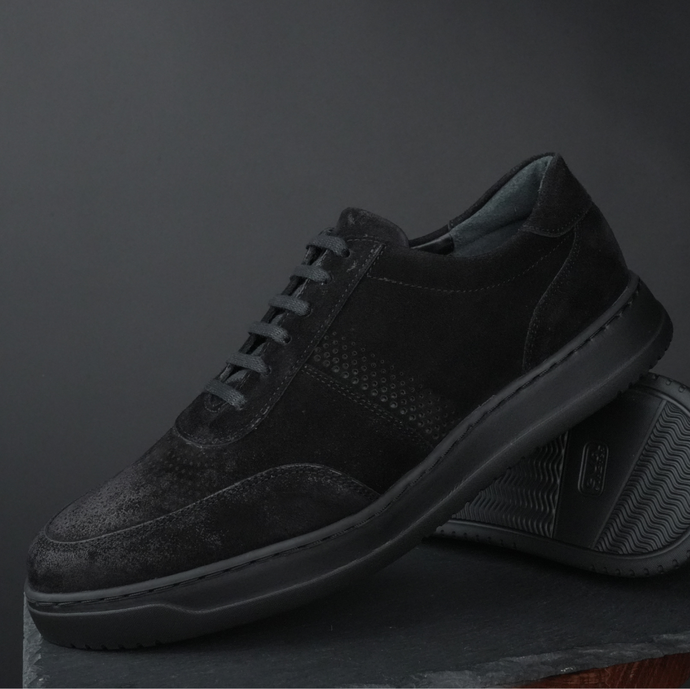 Pantofi bărbătești din piele - Urban FLEX - Negru Velur