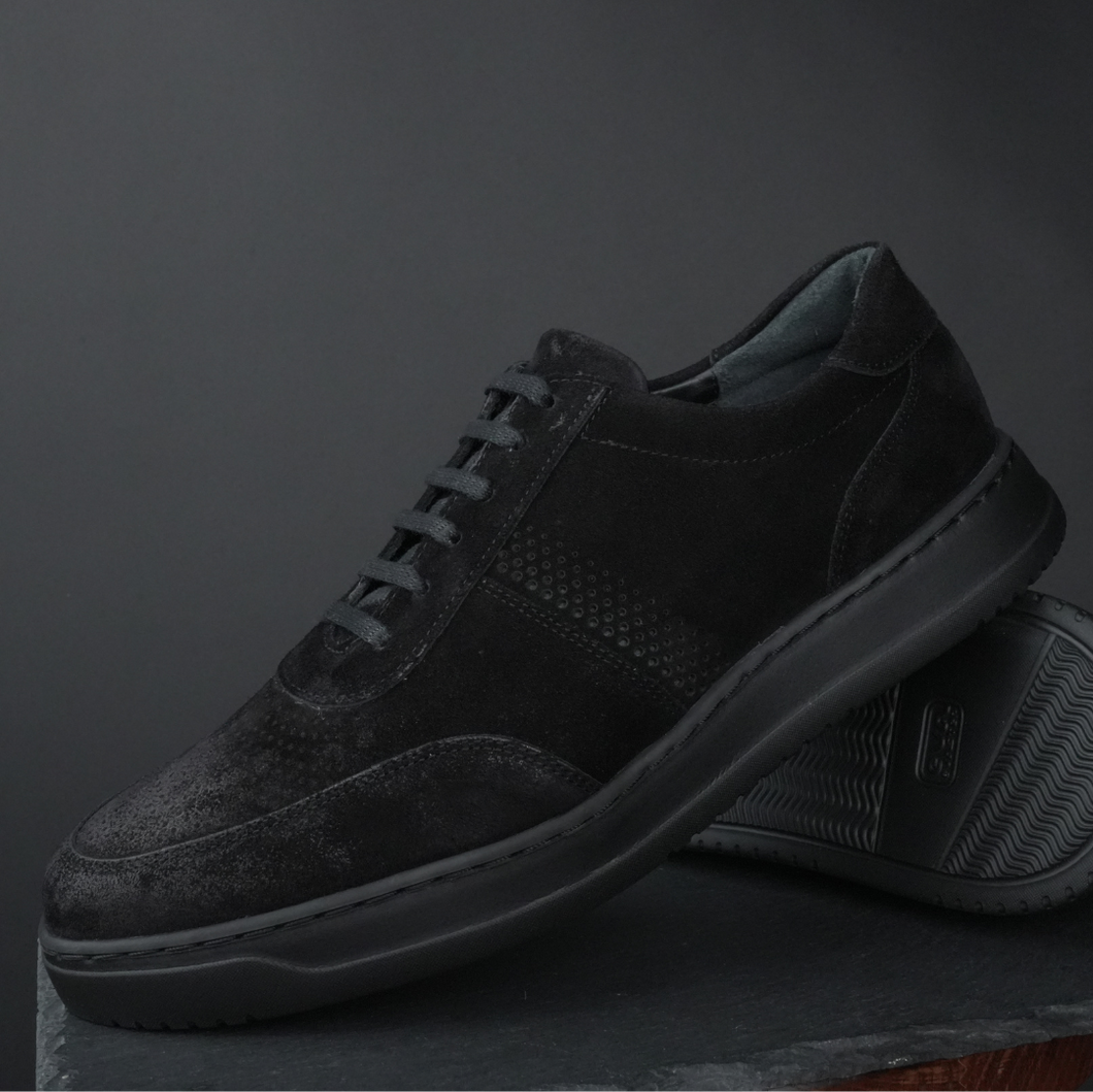 Pantofi bărbătești din piele - Urban FLEX - Negru Velur