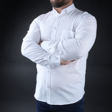 Cămașă bărbătească din bumbac și in - Cantemir - Alb