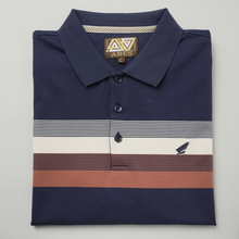Tricou Polo pentru bărbați - ARES - CAPRI - Bleumarin cu bej și cărămiziu