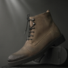 Ghete vintage din piele naturală velur - Gary - Bej - WAX Effect