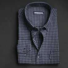 Cămașă groasă pentru bărbați - Modena - Negru cu bleu