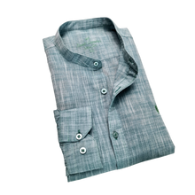 Cămașă barbătească din in - Basil - Slim Fit -  Verde