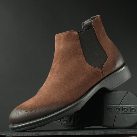 Ghete piele naturală - Burton - Maro Cognac Velur