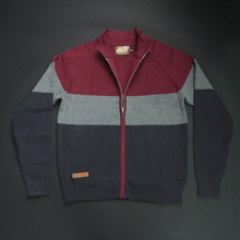 Pulover cu fermoar Ares - ATLAS - Bordo cu gri și bleumarin