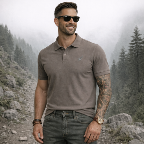 Tricou Polo pentru bărbați - ARES - Heritage+ - Maro