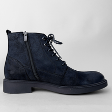 Ghete vintage din piele naturală velur - Gary - Negru - WAX Effect