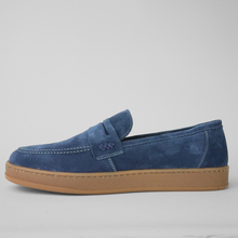 Pantofi bărbătești din piele - DeVille - Bleumarin - Velur