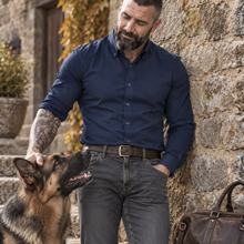 Cămașă bărbați SmartTRAVEL™ Easy-CARE – Bleumarin