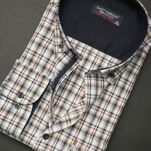 Cămașă bărbătească - Haiducescu - Alb cu bleumarin și galben