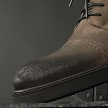 Ghete vintage din piele naturală velur - Gary - Bej - WAX Effect