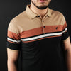 Tricou Polo pentru bărbați - Ares - CLASS - Bej cu negru și cărămiziu