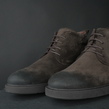 Ghete piele naturală velur  - Tucson - Maro WAX EFFECT