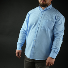 Cămașă bărbătească din bumbac și in - Cantemir - Bleu