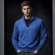 Pulover bărbătesc Premium Zip-UP - Albastru electric