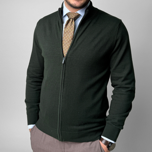 Pulover bărbătesc Premium Zip-UP - Verde crud