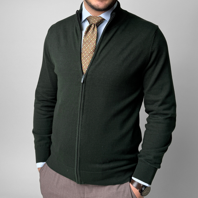 Pulover bărbătesc Premium Zip-UP - Verde crud
