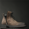 Ghete vintage din piele naturală velur - Gary - Bej - WAX Effect