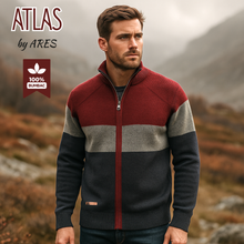 Pulover cu fermoar Ares - ATLAS - Bordo cu gri și bleumarin