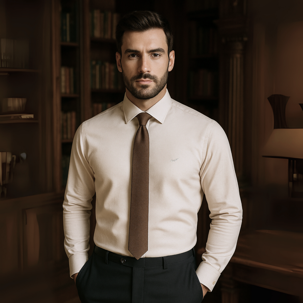 Cămașă Ares pentru bărbați - CLASIC FLEX - Uni - Bej