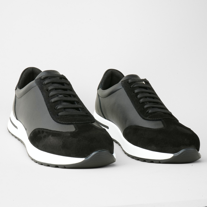 Pantofi bărbătești din piele - Prestige+ - Negru cu alb