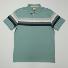 Tricou Polo pentru bărbați - ARES - CAPRI - Verde pal cu bleumarin și bej