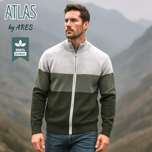 Pulover cu fermoar Ares - ATLAS - Gri cu verde și kaki