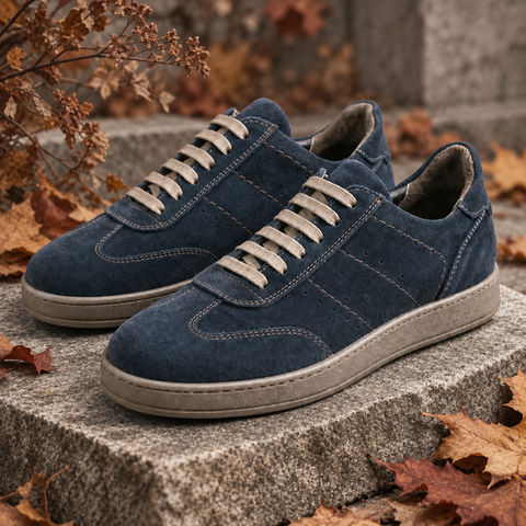 Pantofi bărbătești din piele - Baxter - Bleumarin Velur