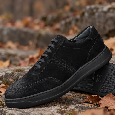 Pantofi bărbătești din piele - Urban FLEX - Negru Velur