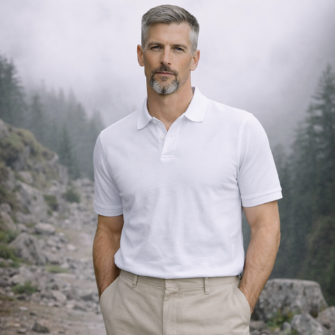 Tricou Polo pentru bărbați - ARES - Heritage+ - Alb
