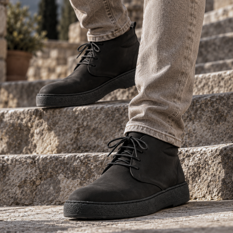 Ghete piele naturală - NOMAD - Negru Tucson
