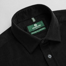 Cămașă din raiat fin - ZENMAN RoyalTOUCH™ - Corduroy EDITION - Negru Absolut