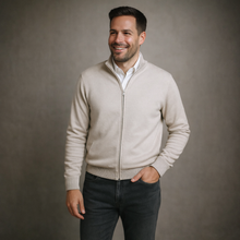 Pulover bărbătesc Premium Zip-UP - Bej